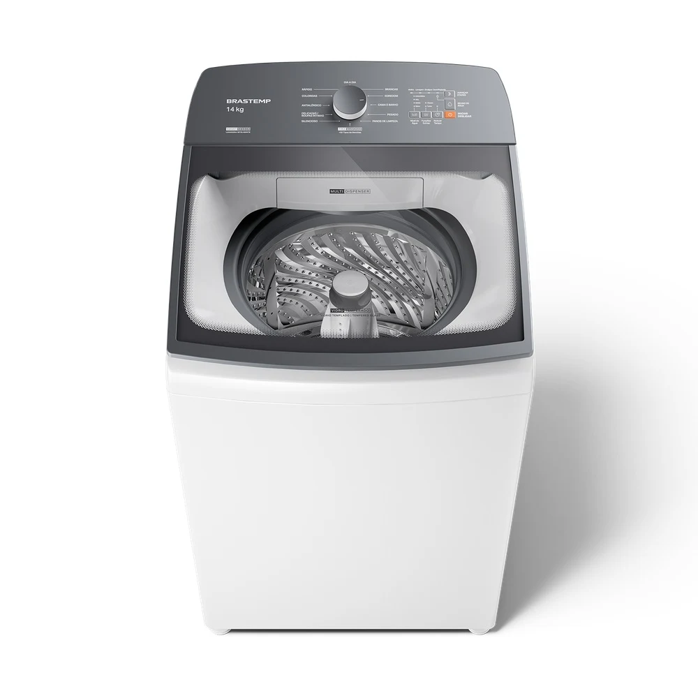 MÁQUINA DE LAVAR BRASTEMP 14KG COM SMART SENSOR E REDUZIR TEMPO BRANCA BWJ14ABANA 127V