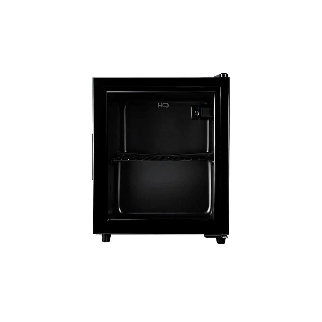 FRIGOBAR EXPOSITOR HQ 50L PORTA DE VIDRO DUPLO FULL BLACK COM LUZ INTERNA E TERMOSTATO HQ-50FBPV 127V