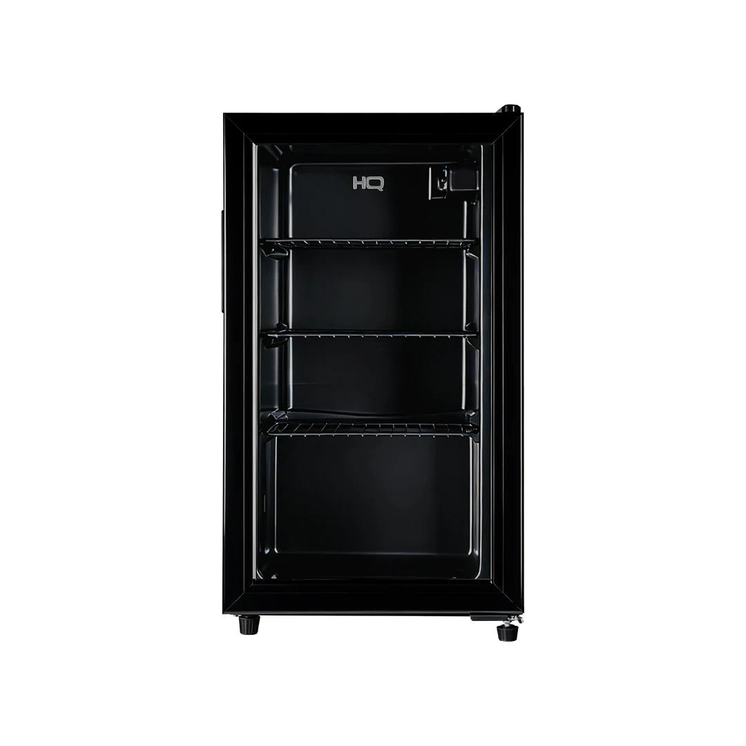 FRIGOBAR EXPOSITOR HQ 85L PORTA DE VIDRO DUPLO FULL BLACK COM LUZ INTERNA E TERMOSTATO HQ-85FBPV 220V