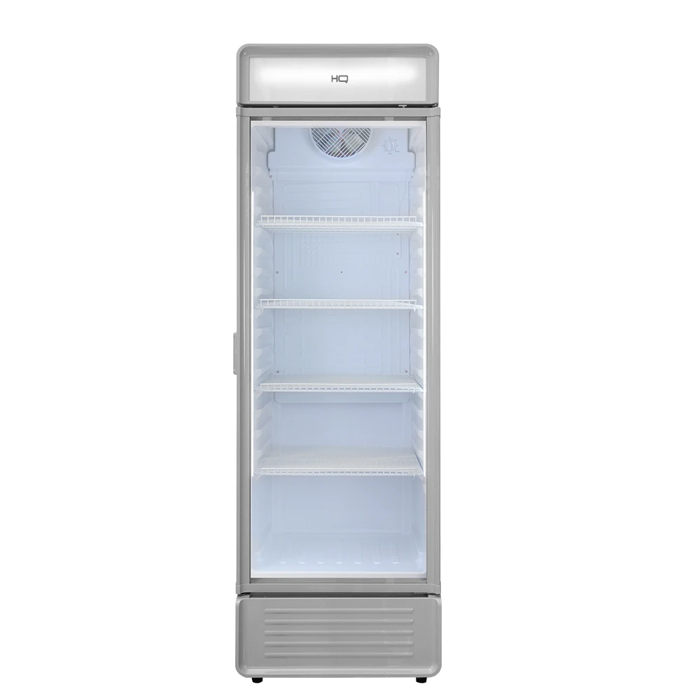 Refrigerador Expositor Vertical HQ 439L Porta de Vidro Duplo LED e Trava Cinza HQ-439REVPVX