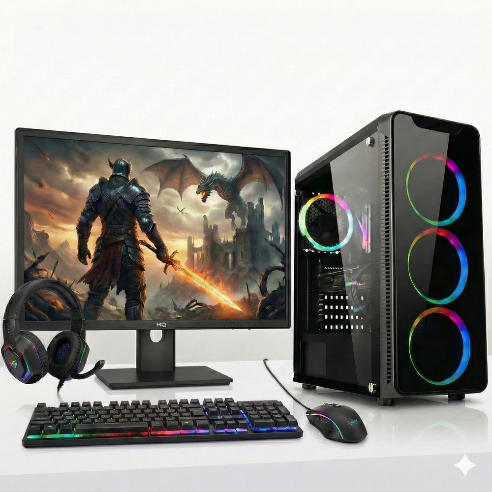 PC Gamer Completo 3Green LevelUp, AMD Ryzen 5, Radeon RX 560, 8GB DDR4, SSD 1TB, Monitor 24" 100HZ