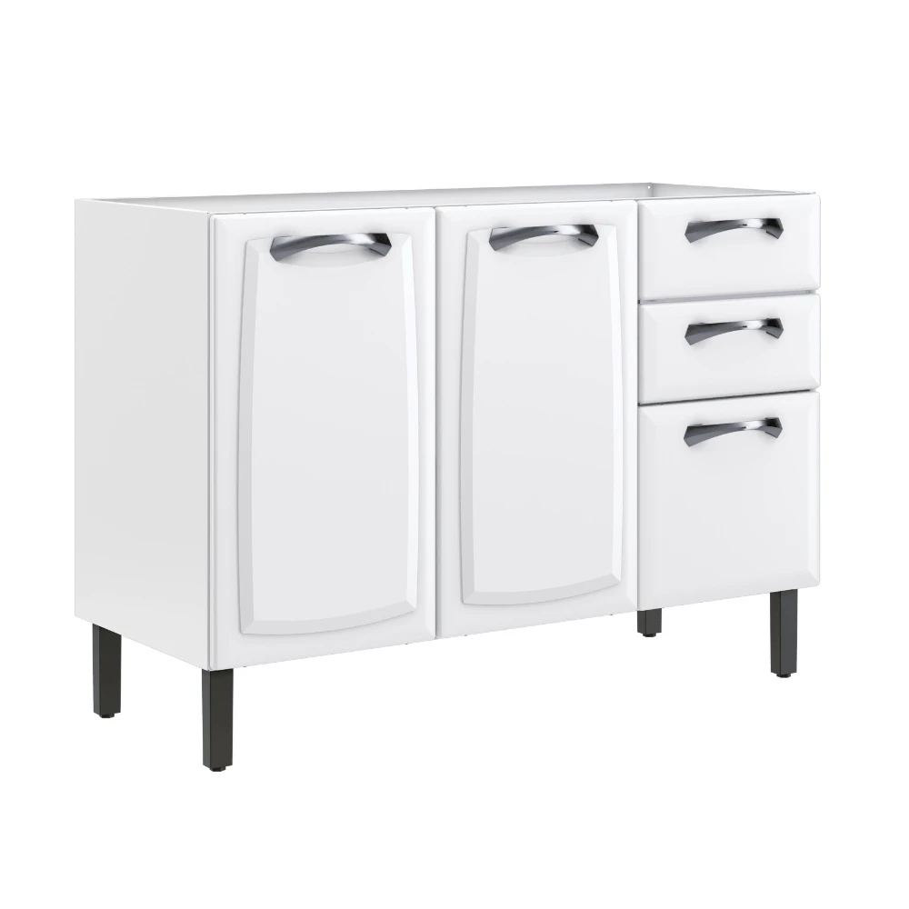 Balcão de Cozinha Itatiaia New Premium 3 Portas 2 Gavetas Sem Tampo Branco