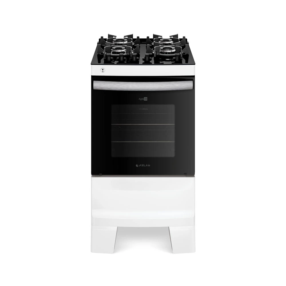 Fogão Atlas 4 Bocas Com Mesa de Vidro Agile Up Glass Branco