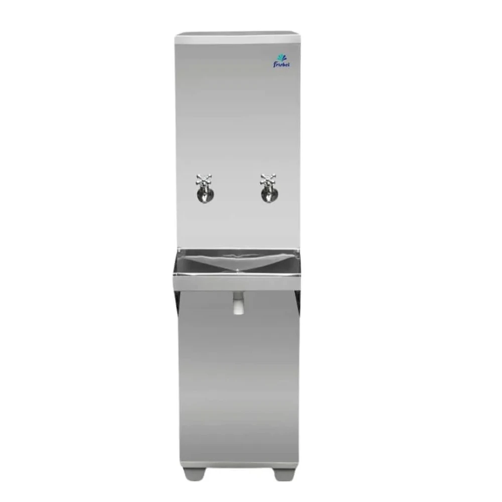 Bebedouro Industrial Frisbel Coluna 2 Torneiras Natural e Gelada 25 Litros RA025 Inox