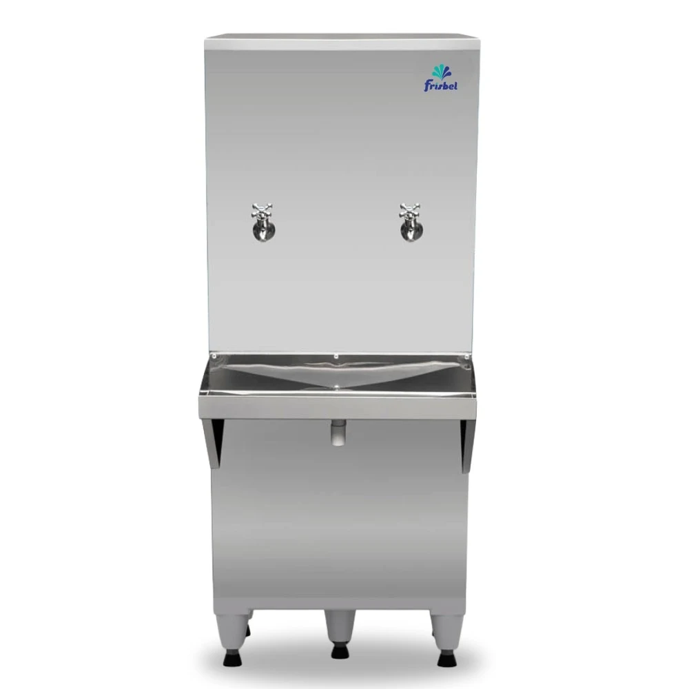 BEBEDOURO INDUSTRIAL FRISBEL COLUNA 2 TORNEIRAS NATURAL E GELADA 50 LITROS RA05 INOX 127V