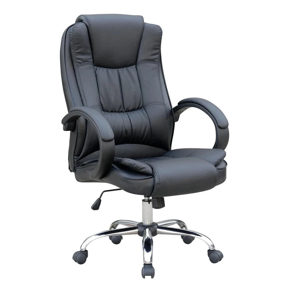 CADEIRA DE ESCRITÓRIO PRESIDENTE BASE CROMADA COM RODINHA FOX RACER PRETA - UT-C300