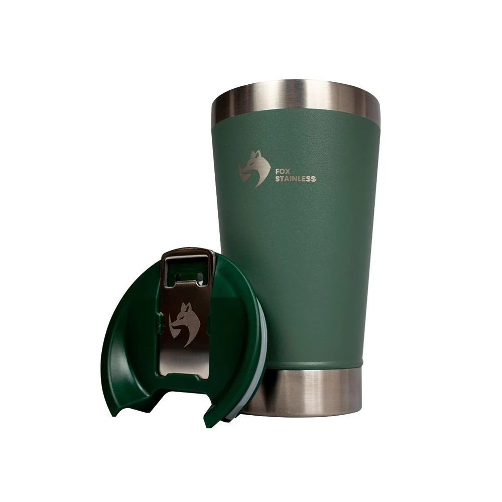 COPO TÉRMICO FOX STAINLESS QUENTE E FRIO COM TAMPA 473ML VERDE