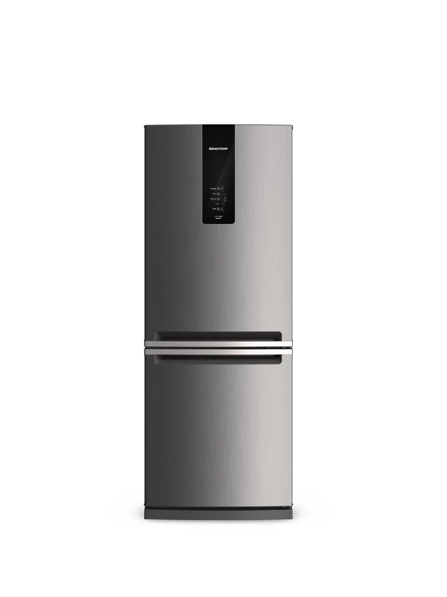 GELADEIRA BRASTEMP 443 LITROS FROST FREE INVERSE COM TURBO ICE INOX BRE57AK - 220V