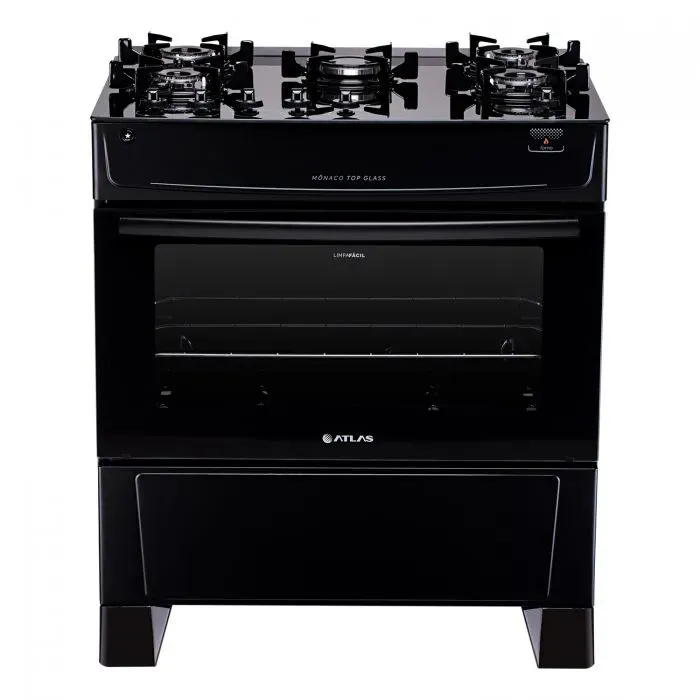 FOGAO ATLAS 5B PT MESA VIDRO MONACO TOP GLASS BIVOLT