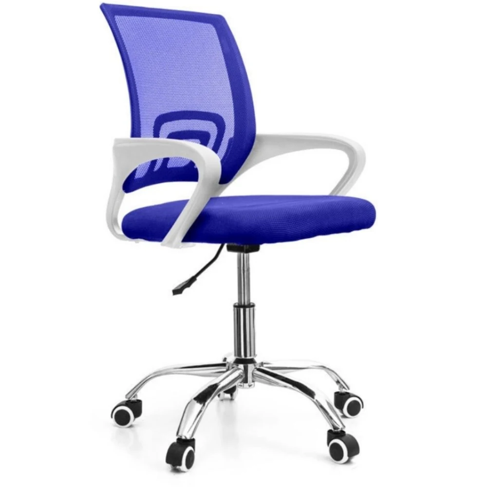 CADEIRA DE ESCRITÓRIO SECRETÁRIA BASE CROMADA COM RODINHA FORTT LISBOA AZUL - CSF02-A