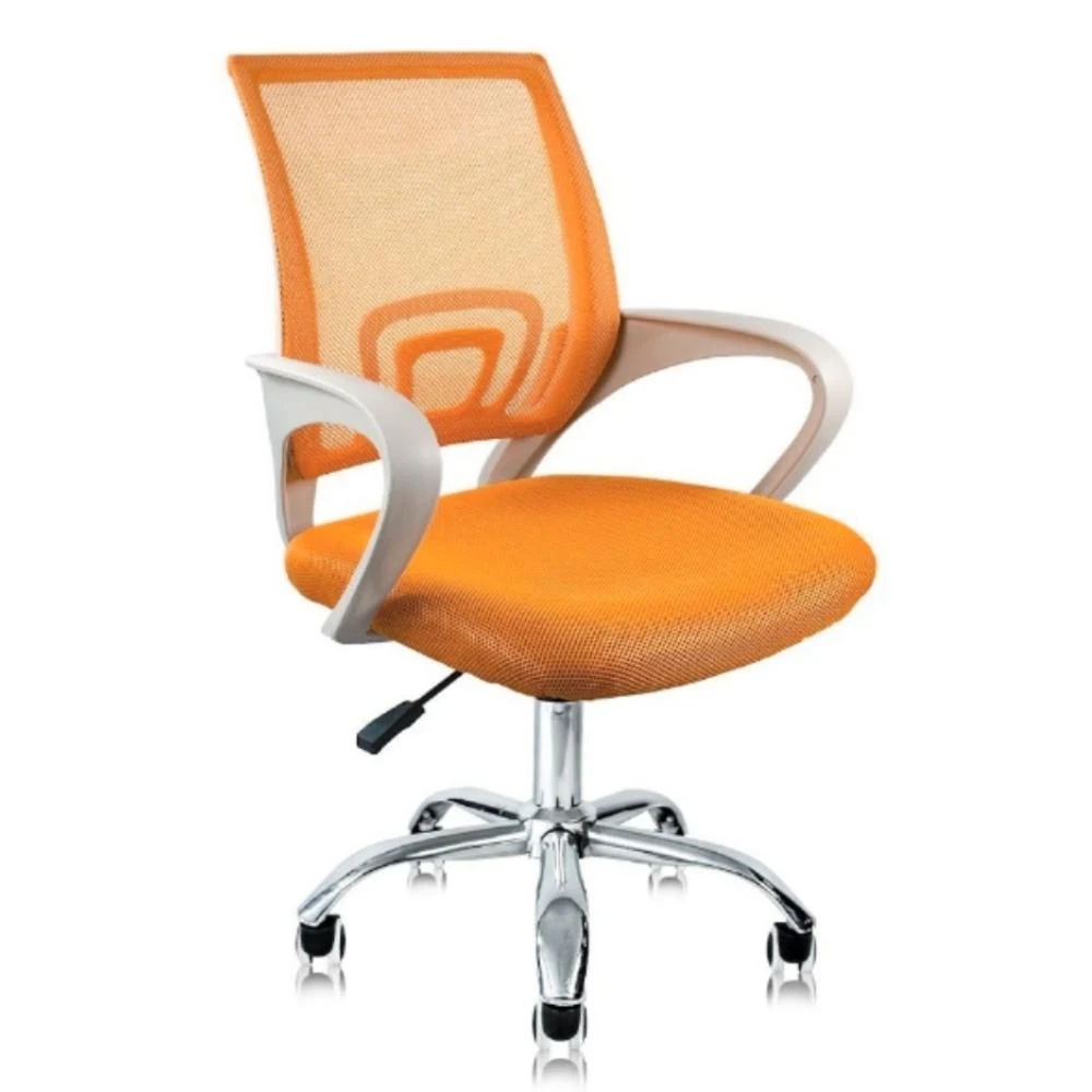 CADEIRA DE ESCRITÓRIO SECRETÁRIA BASE CROMADA COM RODINHA FORTT LISBOA LARANJA - CSF02-LJ