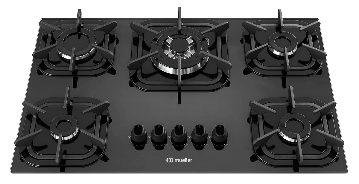 COOKTOP MUELLER 5 BOCAS COM QUEIMADOR TRIPLA CHAMA G5 PRETO - BIVOLT