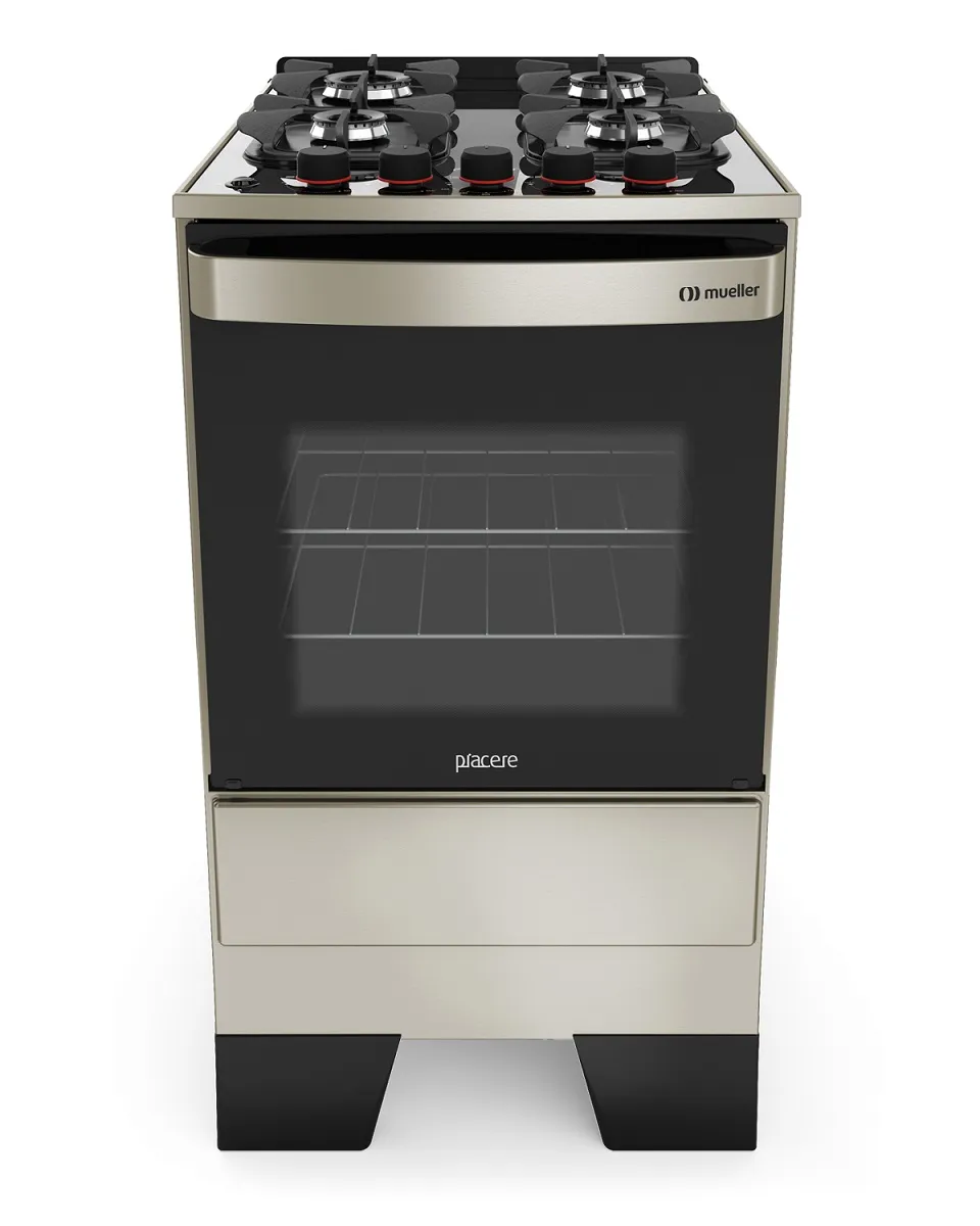 FOGAO MUELLER 4B INX MESA VIDRO PIACERE VETRO BIVOLT