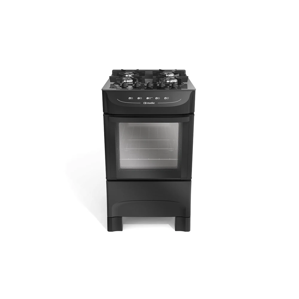 FOGÃO MUELLER 4 BOCAS COM MESA DE VIDRO PRETO MFV4BB - BIVOLT