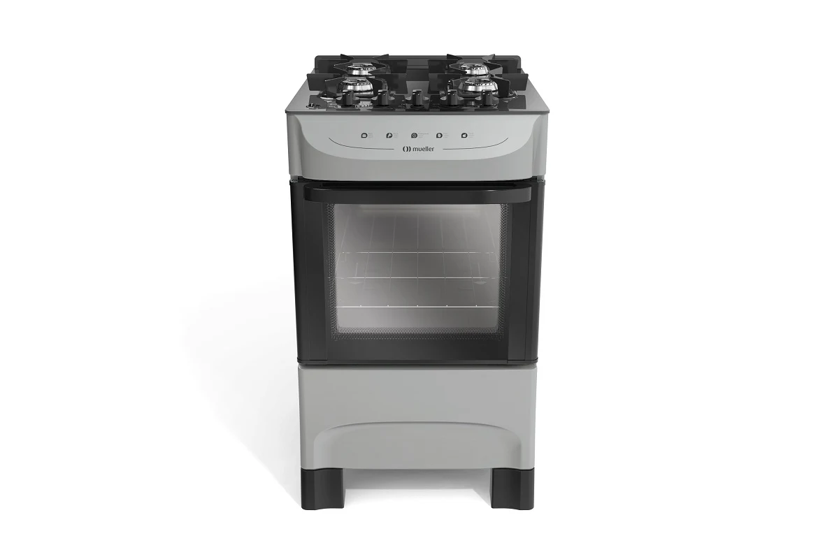 FOGÃO MUELLER 4 BOCAS COM MESA DE VIDRO TITÂNIO MFV4BB - BIVOLT