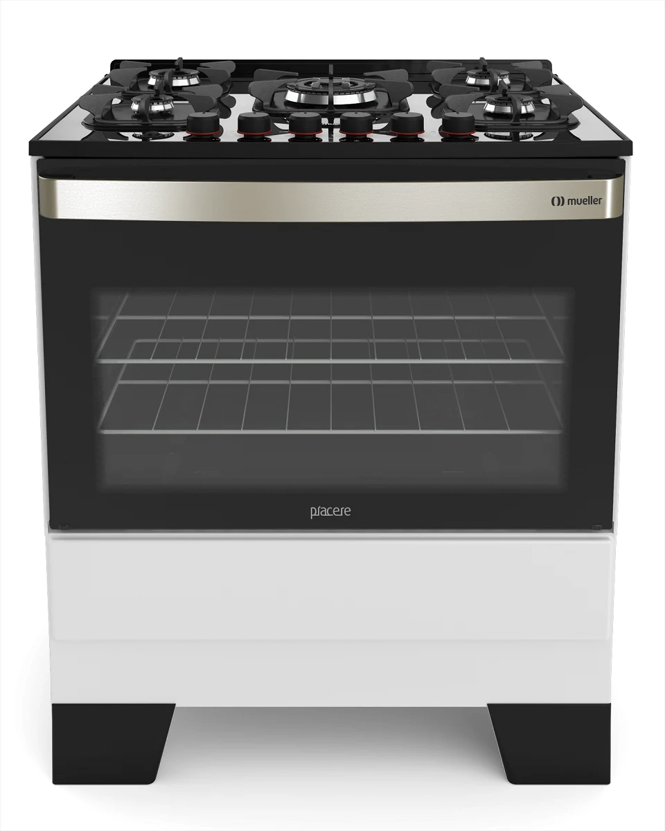 FOGÃO MUELLER 5 BOCAS PIACERE VETRO BRANCO - BIVOLT