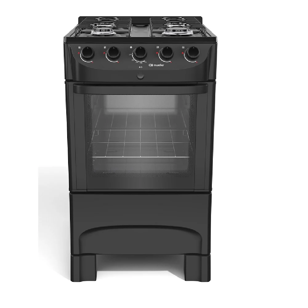 FOGÃO MUELLER 4 BOCAS COM MESA ESMALTADA PRETO FOSCO MFI4BC - BIVOLT