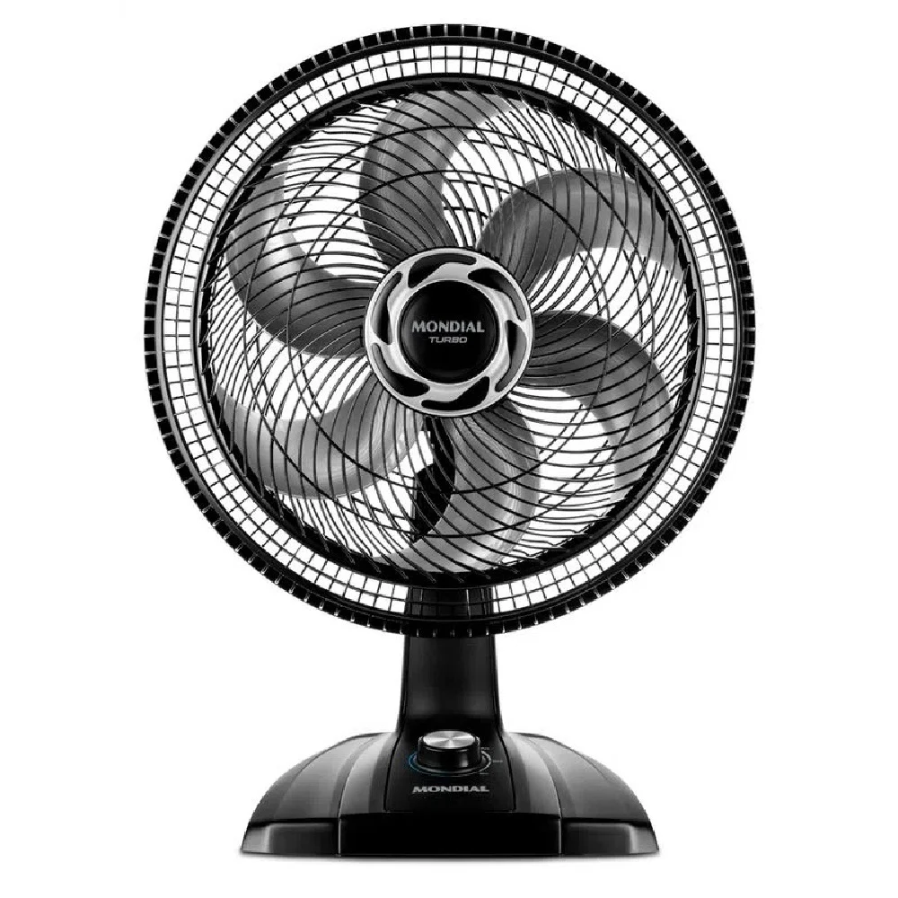 VENTILADOR DE MESA MONDIAL TURBO 140W 40CM PRETO E PRATA VT-40-NB - 220V