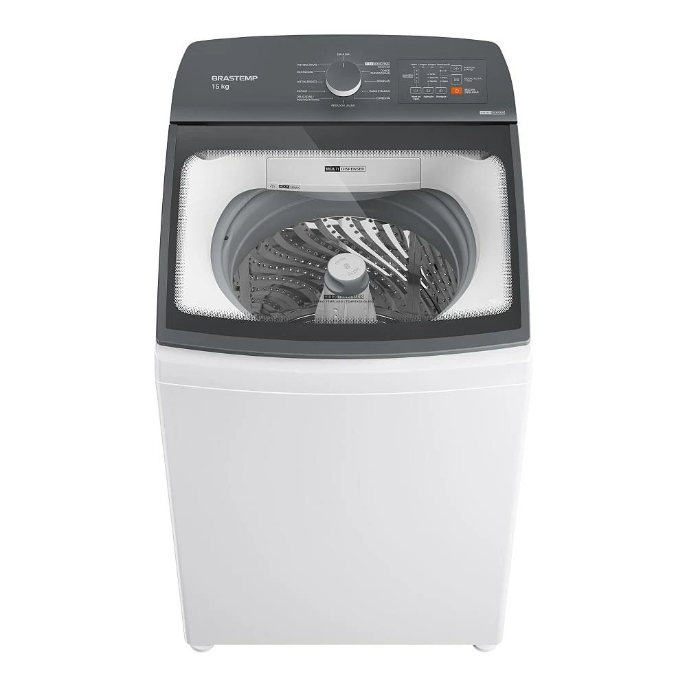 MÁQUINA DE LAVAR BRASTEMP 15KG COM CICLO TIRA MANCHAS ADVANCED E SMART SENSOR BRANCA BWF15AB - 220V