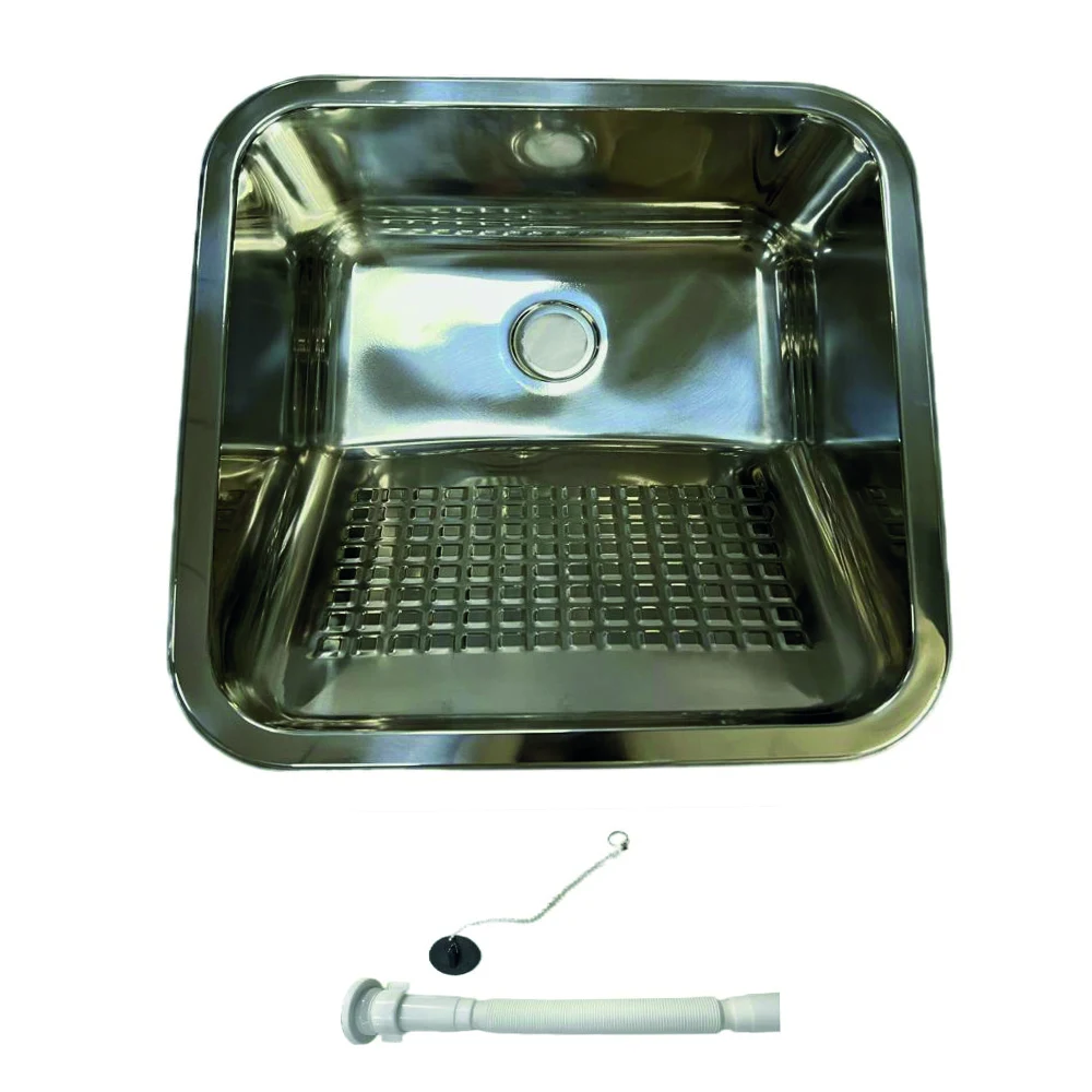 TANQUE LAVANDERIA AÇO INOX 201 BELCCA 45X45CM COM VÁLVULA E SIFÃO - TL201-02