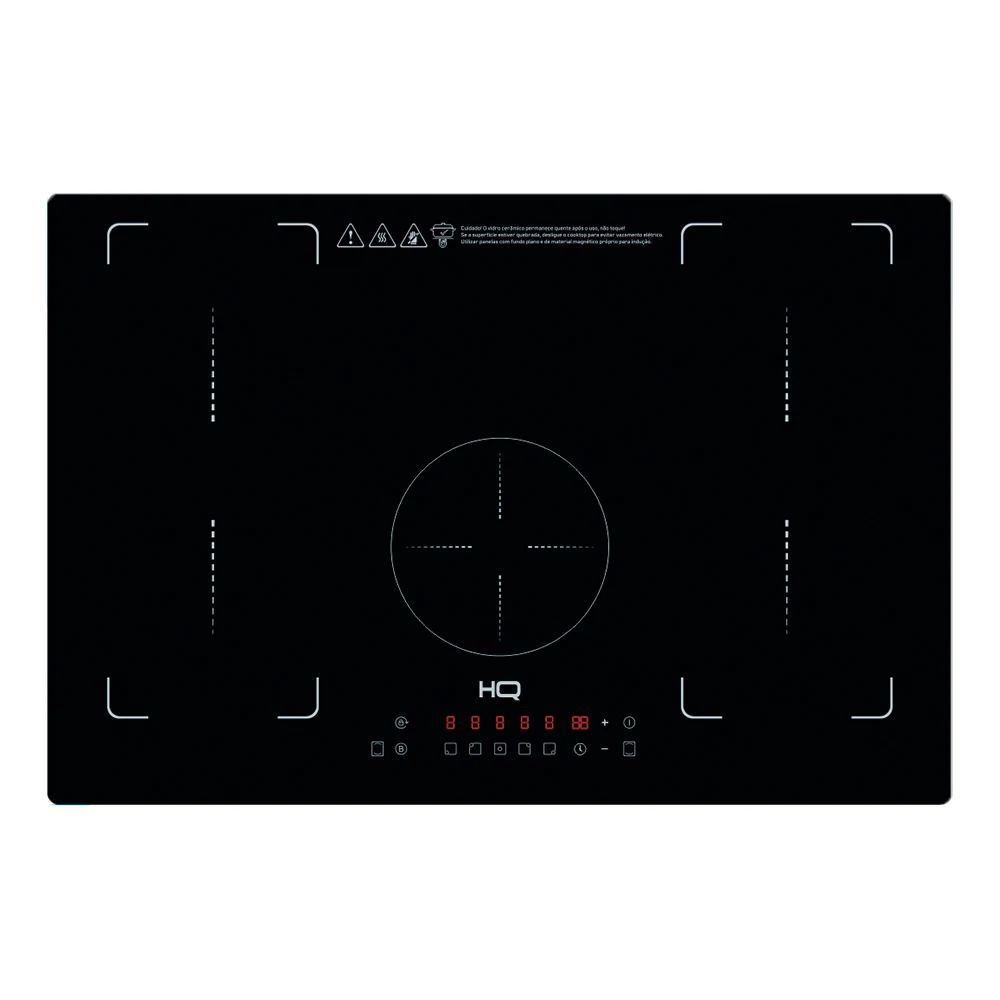 COOKTOP DE INDUÇÃO EMBUTIR HQ 5 BOCAS PAINEL TOUCH FREE ZONE 9000W PRETO HQ-IDE9005/90CM-FZ 220V