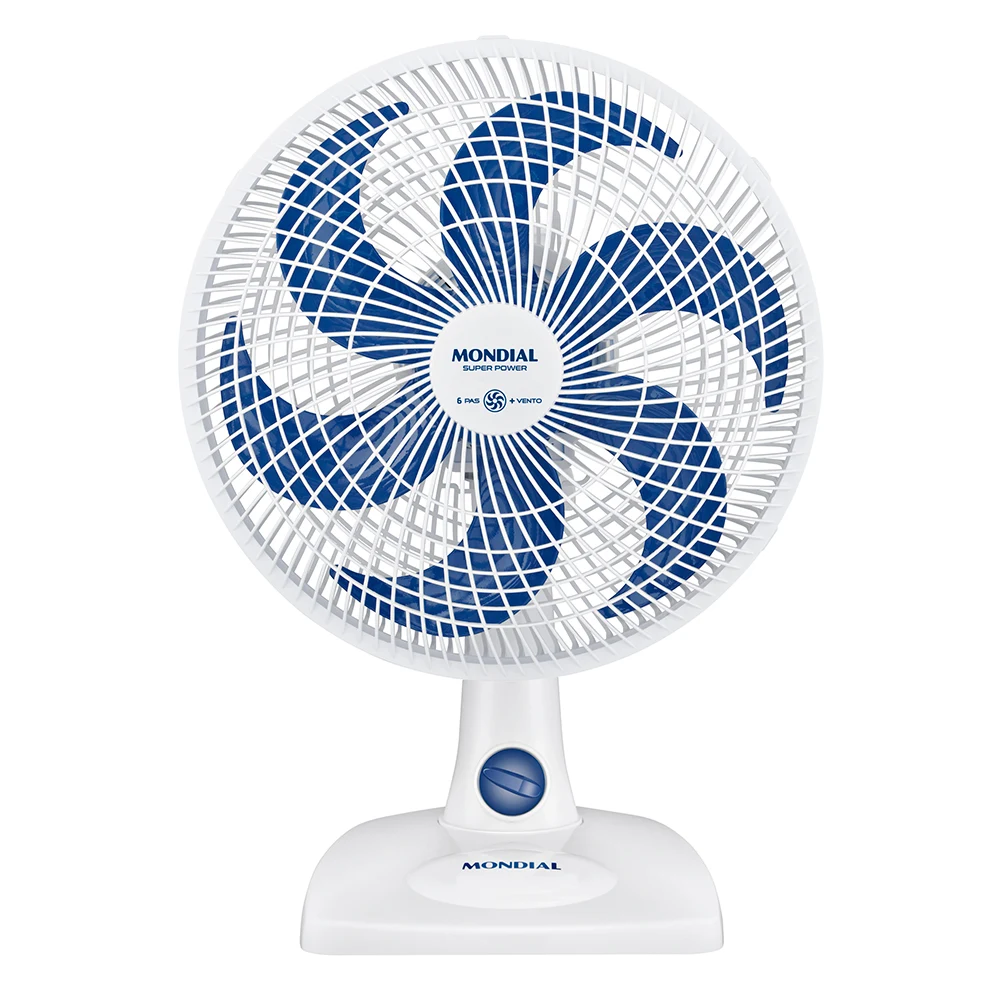 VENTILADOR DE MESA MONDIAL SUPER POWER 6 PÁS 60W 30CM BRANCO E AZUL ESCURO VSP-30-W - 127V