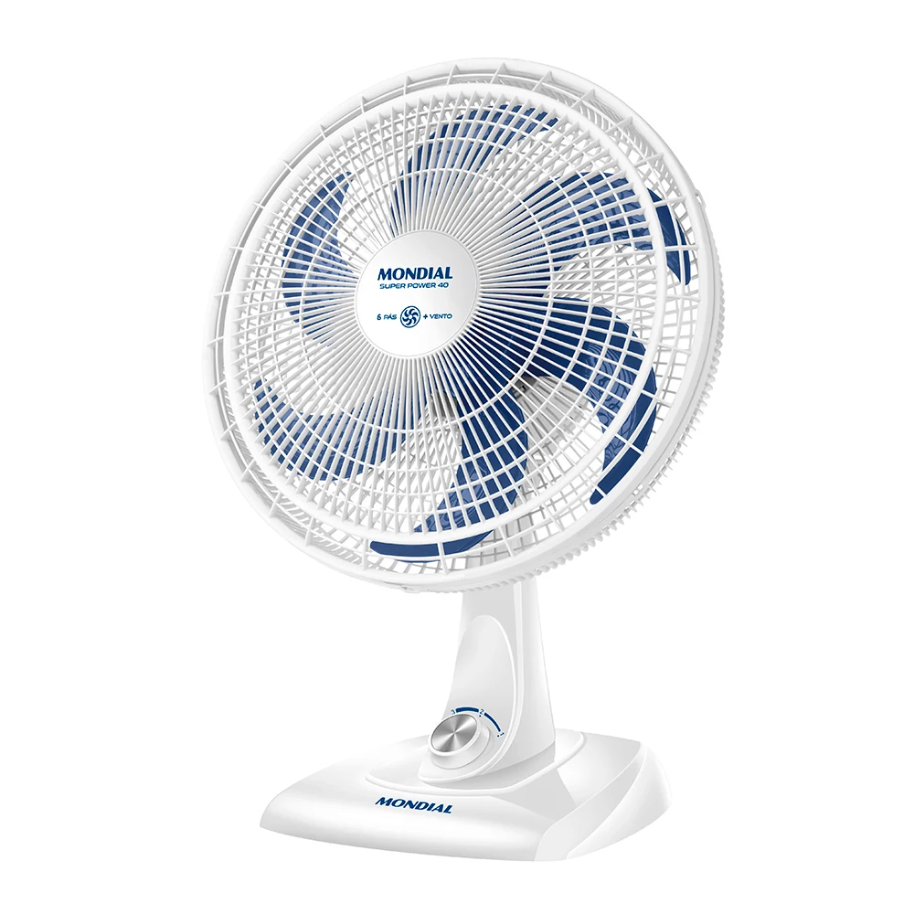 VENTILADOR DE MESA MONDIAL SUPER POWER 6 PÁS 140W 40CM BRANCO E AZUL VSP-40-W - 127V