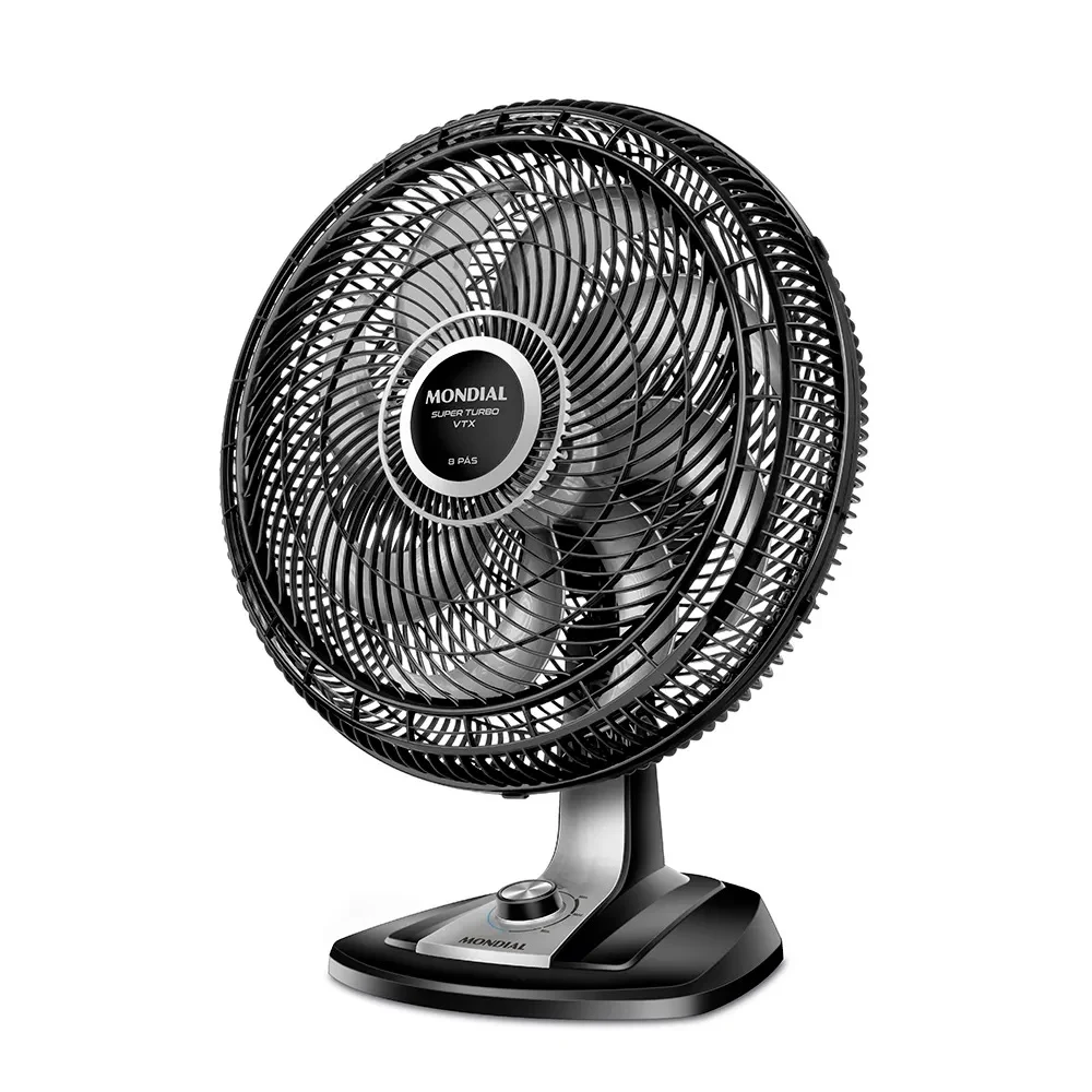 VENTILADOR DE MESA MONDIAL SUPER TURBO 8 PÁS 150W 50CM PRETO E PRATA VTX-50-8P - 220V