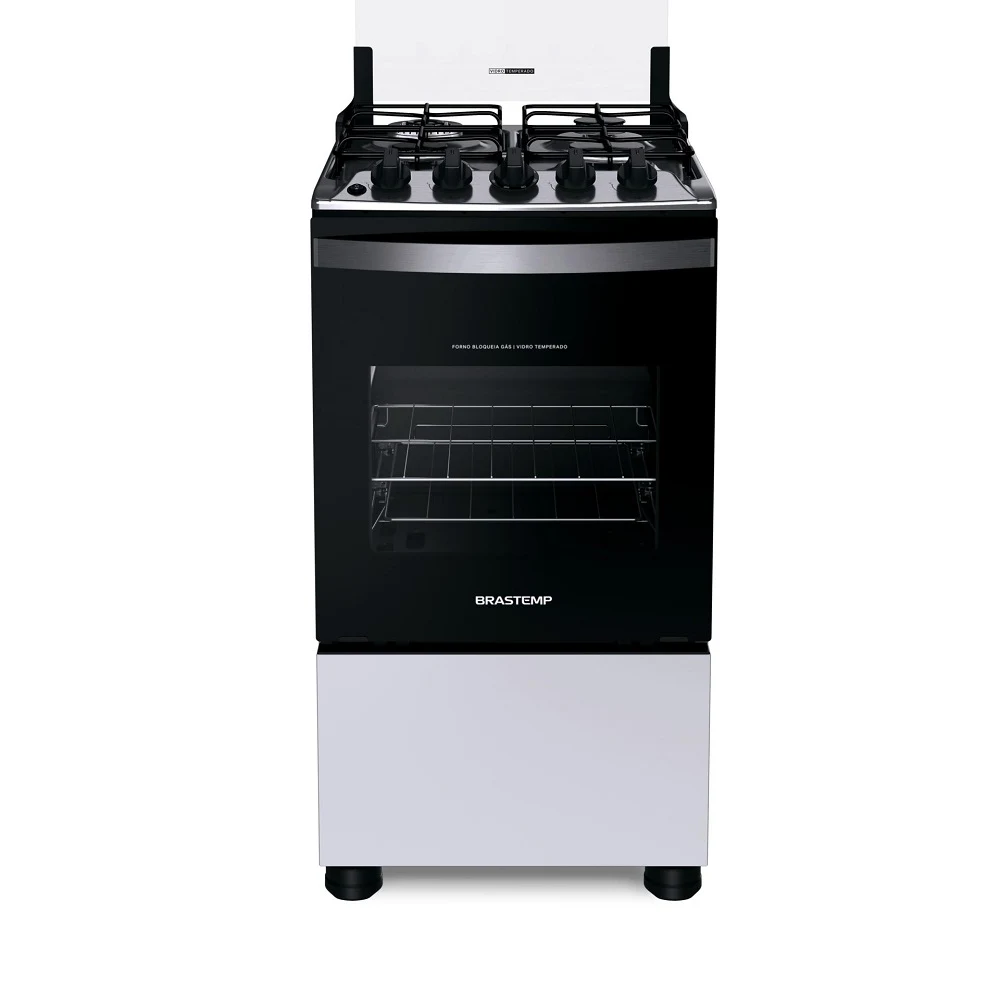 FOGÃO BRASTEMP 4 BOCAS COM DUPLA CHAMA E GRADES INDIVIDUAIS BRANCO BFO4EBB - BIVOLT