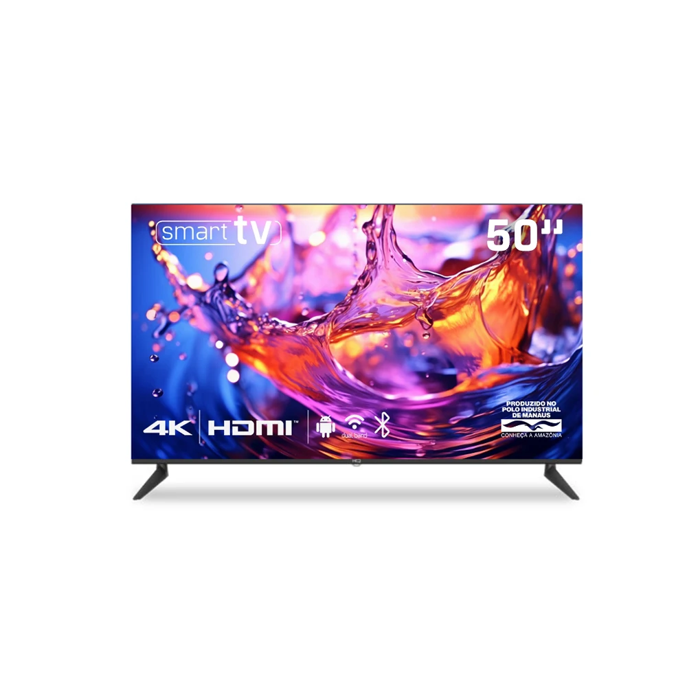 SMART TV HQ 50 UHD TELA SEM BORDAS SISTEMA ANDROID DESIGN SLIM HQS50NKHM