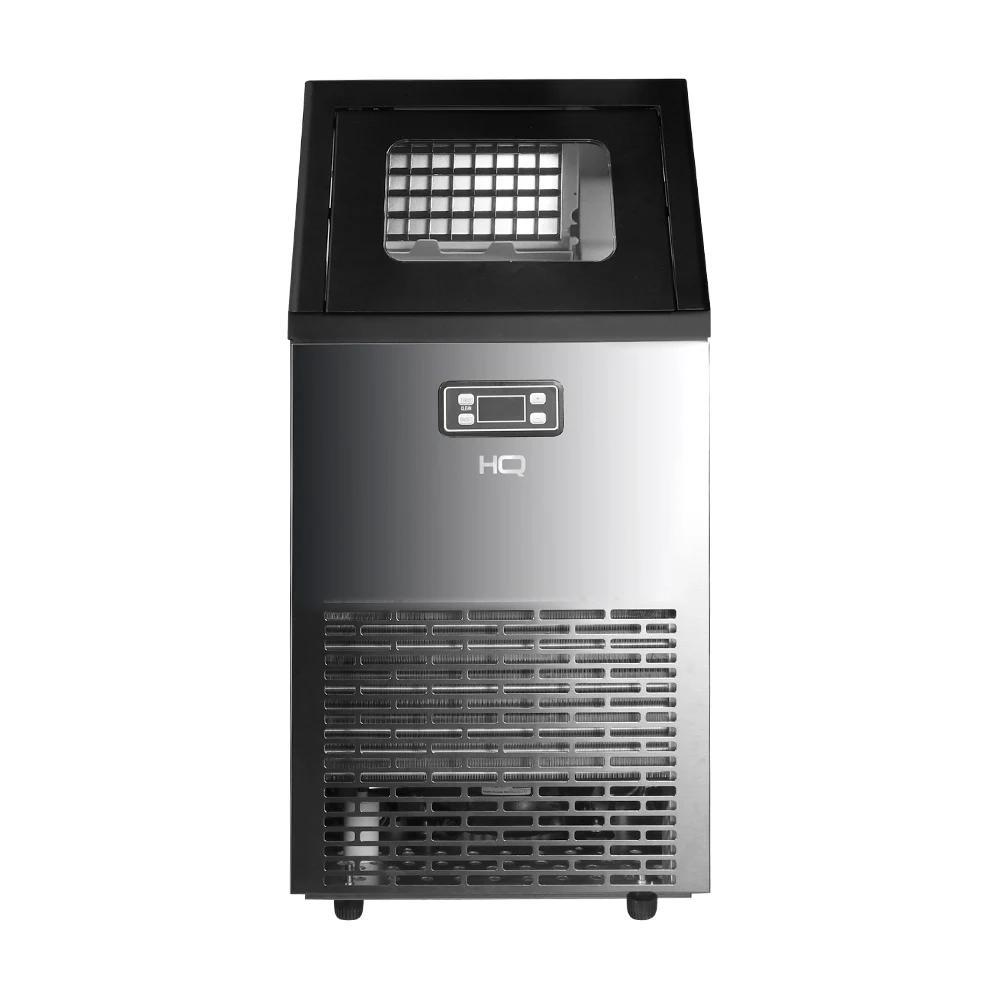 MÁQUINA DE GELO PROFISSIONAL HQ 45KG TURBO ICE PRETA E INOX HQ-HQMGI45 220V