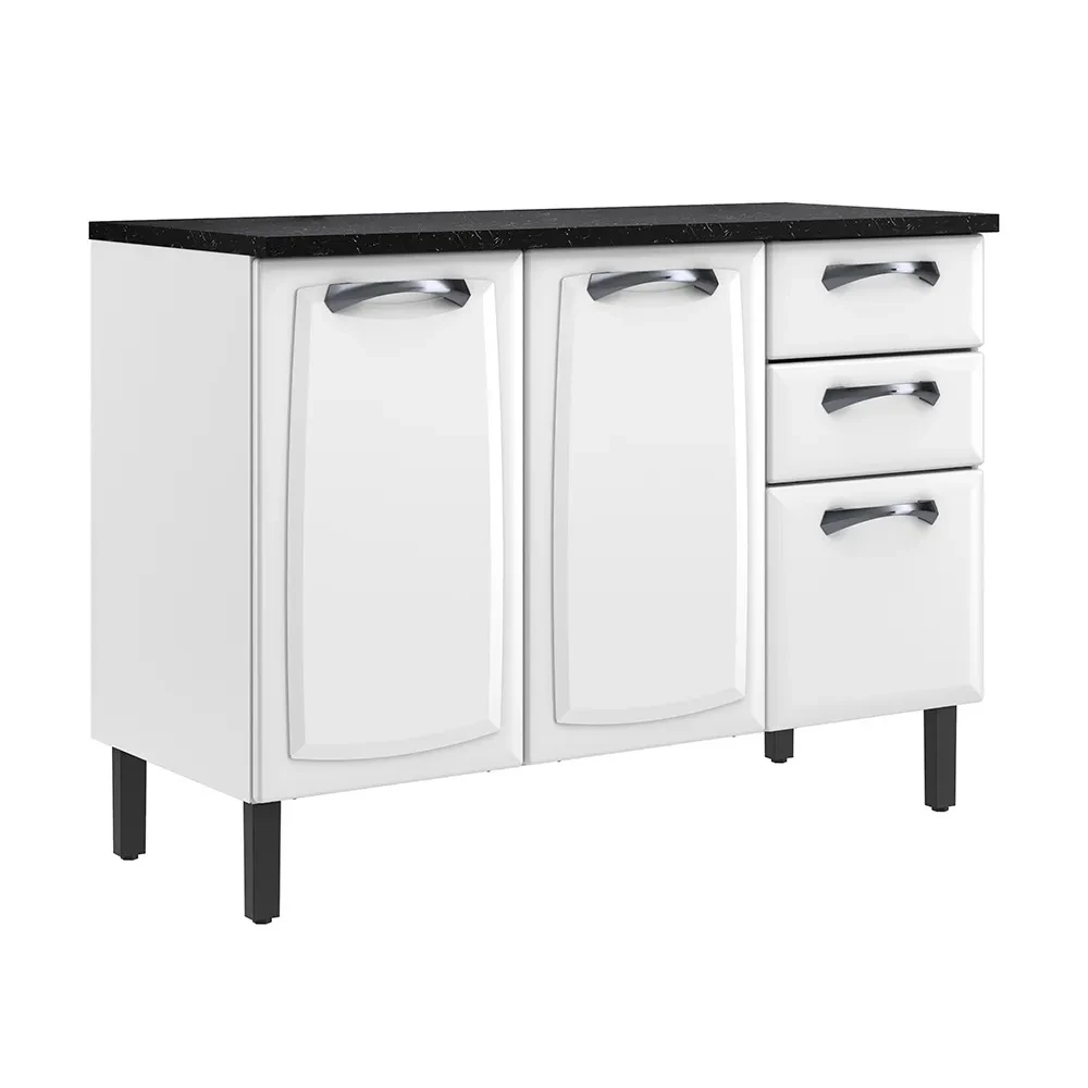 Balcão de Cozinha Itatiaia New Premium 3 Portas e 2 Gavetas Branco
