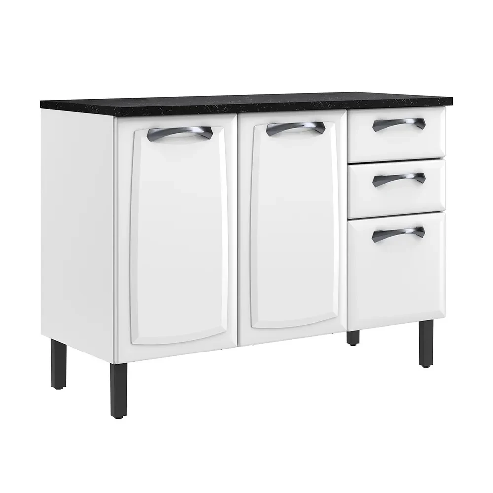 BALCÃO DE COZINHA ITATIAIA NEW PREMIUM 3 PORTAS E 2 GAVETAS BRANCO