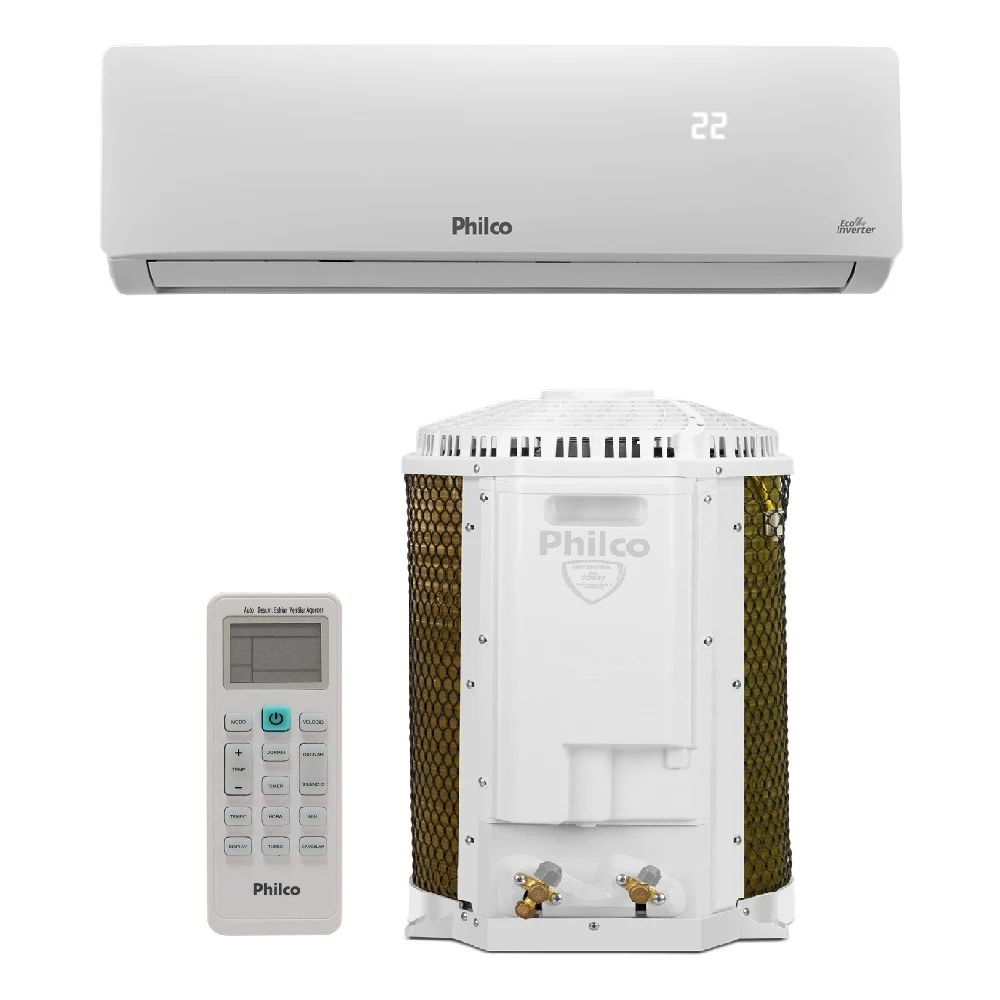 AR CONDICIONADO SPLIT PHILCO HI WALL INVERTER 12.000 BTU/H QUENTE E FRIO MONOFÁSICO BRANCO PAC12QC 220V