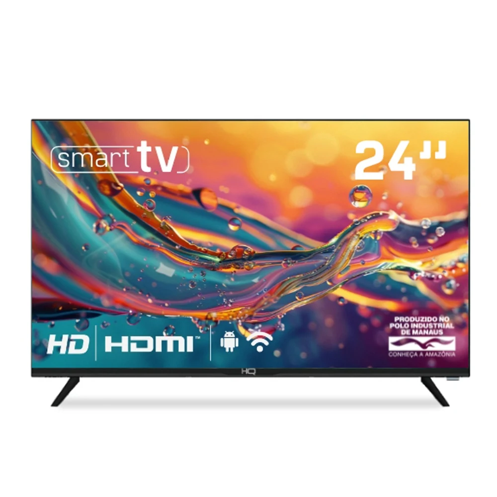 SMART TV HQ 24 HD TELA SEM BORDAS SISTEMA ANDROID DESIGN SLIM HQS24NKHM