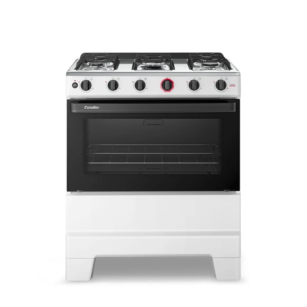 FOGÃO ESMALTEC 5 BOCAS IDEAL SUPER MESA DE AÇO INOX BRANCO F5IAB - BIVOLT