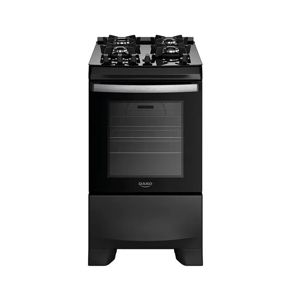 Fogão Dako 4 Bocas com Mesa de Vidro Mega Chama Supreme Glass Preto Bivolt