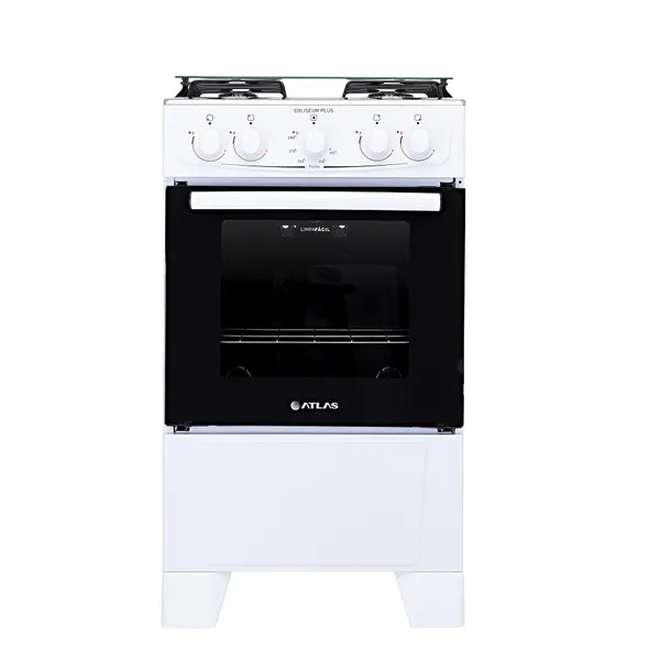 Fogão Atlas 4 Bocas Mesa de Inox Coliseum Plus Branco