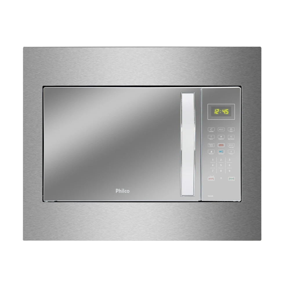 MICRO-ONDAS DE EMBUTIR PHILCO 37 LITROS LIMPA FÁCIL 1400W ESPELHADO BRANCO PMB37EB 127V