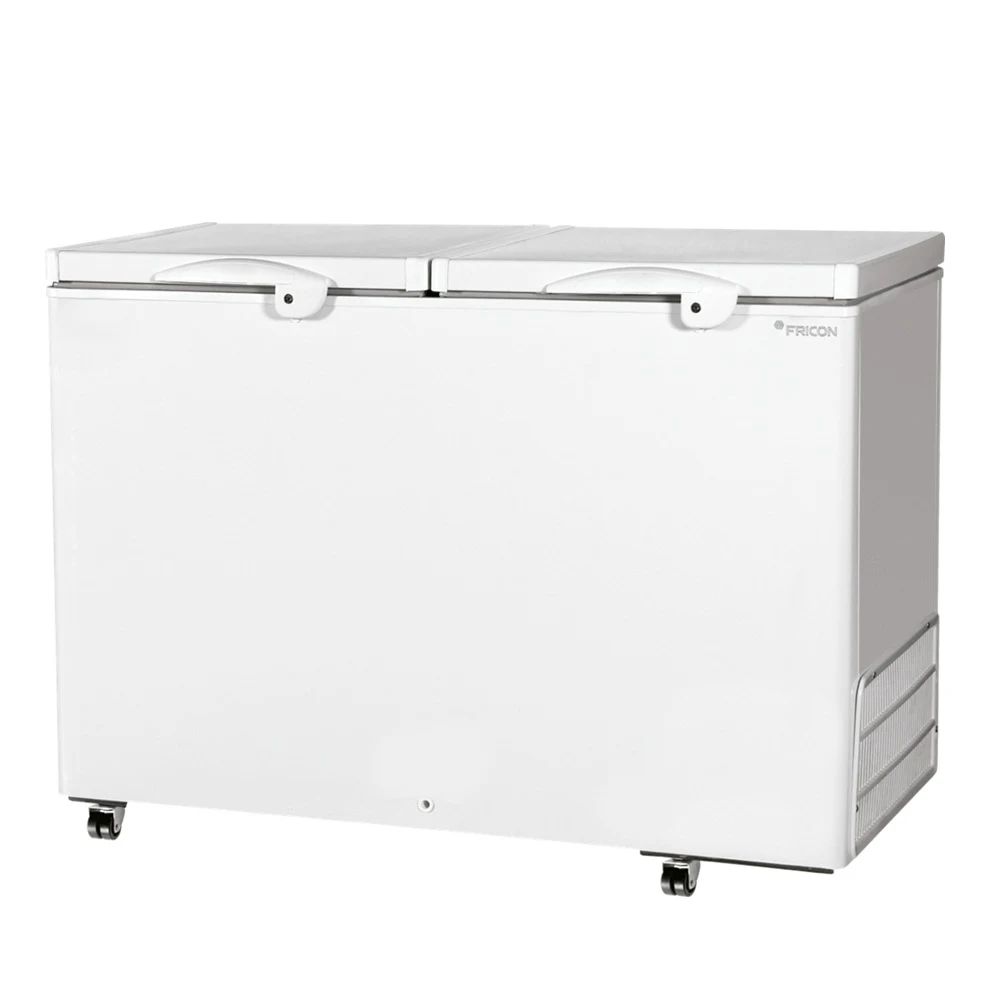 FREEZER CONSERVADOR HORIZONTAL FRICON 411 LITROS DUPLA AÇÃO 2 TAMPAS DE CHAPA BRANCO HCED 411C 127V