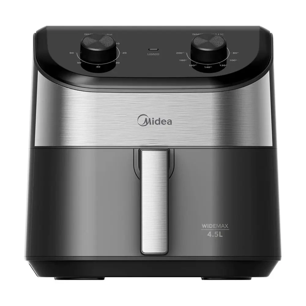 FRITADEIRA ELÉTRICA MIDEA 4,5 LITROS WIDEMAX CYCLONE PRETA E INOX FWM45P1 127V