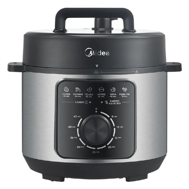 Panela de Pressão Elétrica Midea 4 Litros Mecânica Preta e Inox PPM41 127V