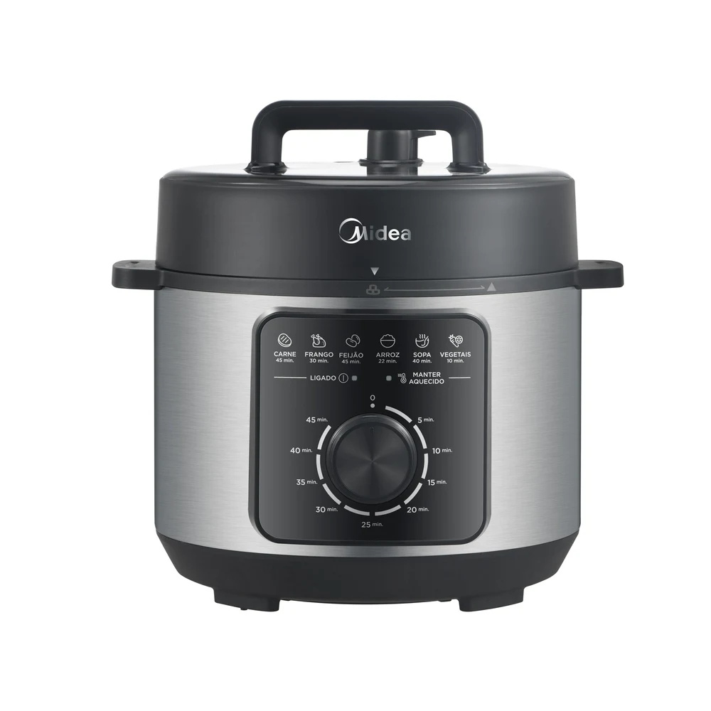 PANELA DE PRESSÃO ELÉTRICA MIDEA 4 LITROS MECÂNICA PRETA E INOX PPM41 127V