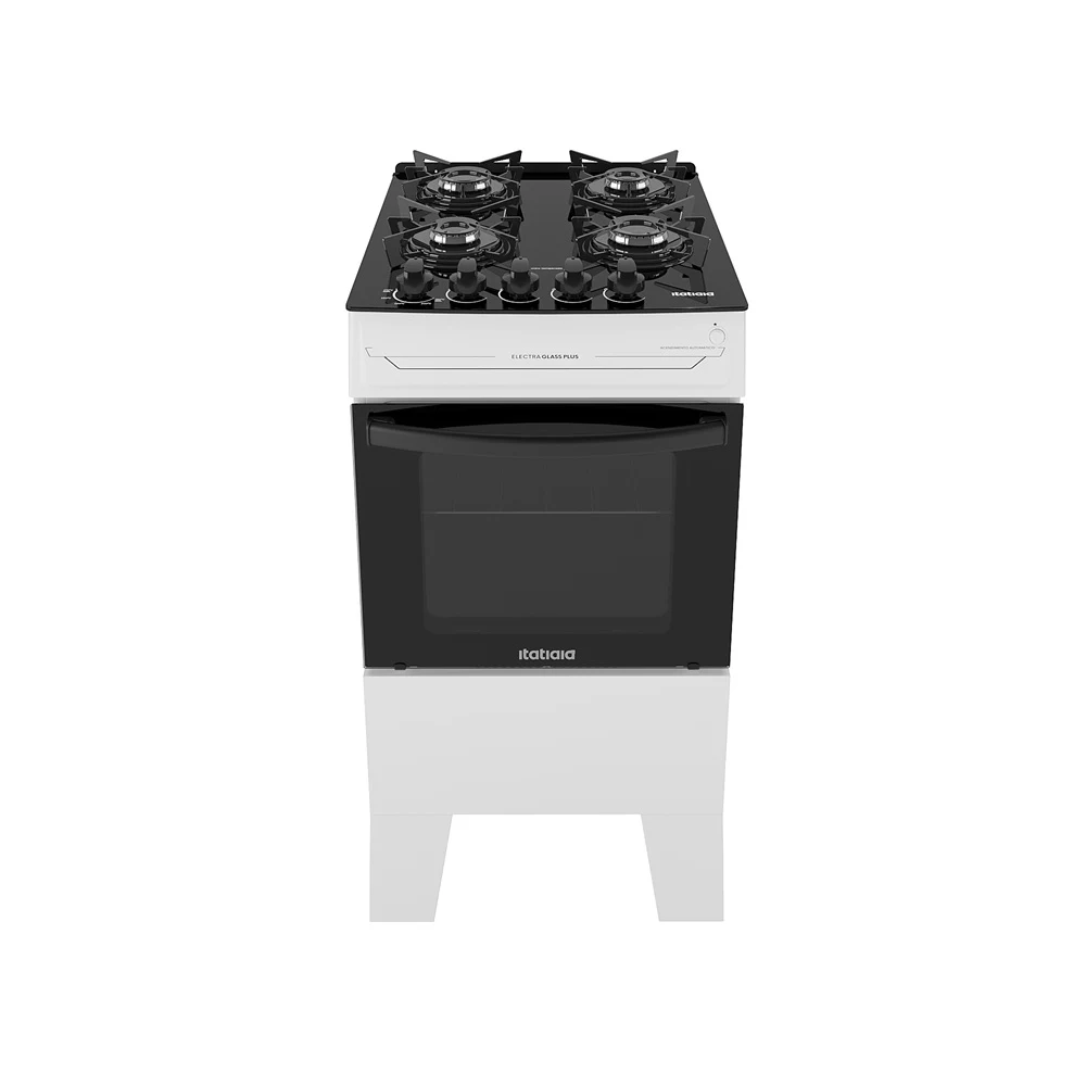 FOGÃO ITATIAIA 4 BOCAS ELECTRA GLASS PLUS MESA DE VIDRO COM ACENDIMENTO AUTOMÁTICO BRANCO BIVOLT