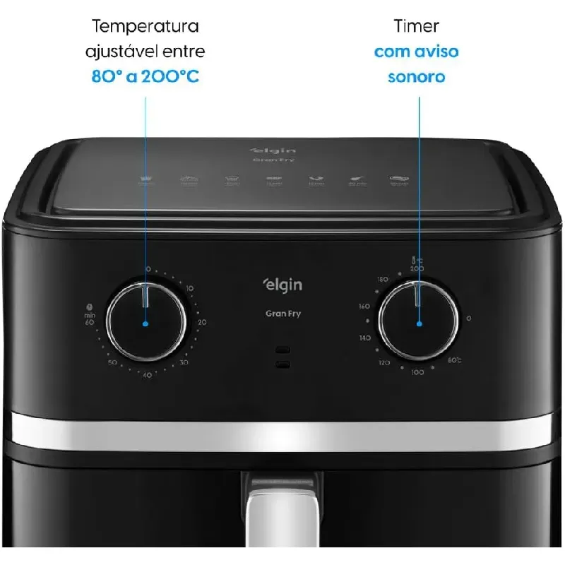 Fritadeira Elétrica Air Fryer Elgin Gran Fry 8 Litros Preto AFG80 220V