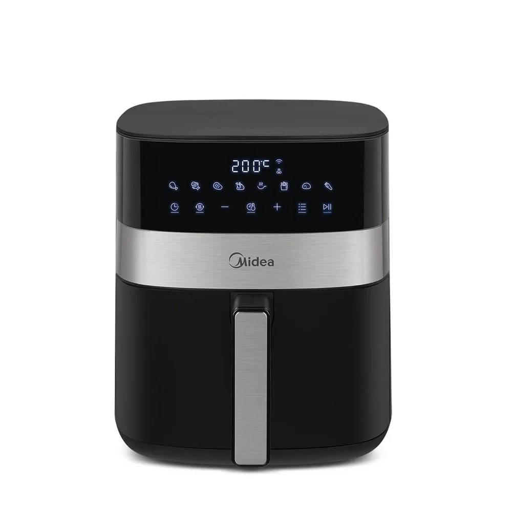 FRITADEIRA AIR FRYER MIDEA 6 LITROS SMART CHEF PLUS PRETO E INOX 220V