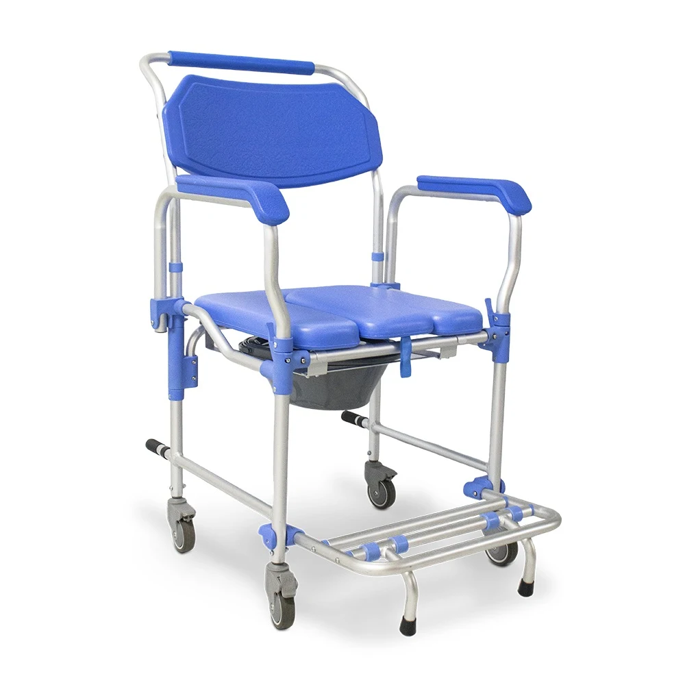 CADEIRA DE BANHO DELLAMED EM ALUMÍNIO ASSENTO 42CM ATÉ 150 KG AZUL E CINZA D60