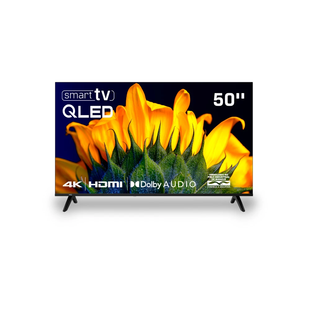 Smart TV HQ QLED 50 Polegadas 4K Wi-Fi Bluetooth Dolby Audio Netflix YouTube e Prime Video 3 HDMI HQ