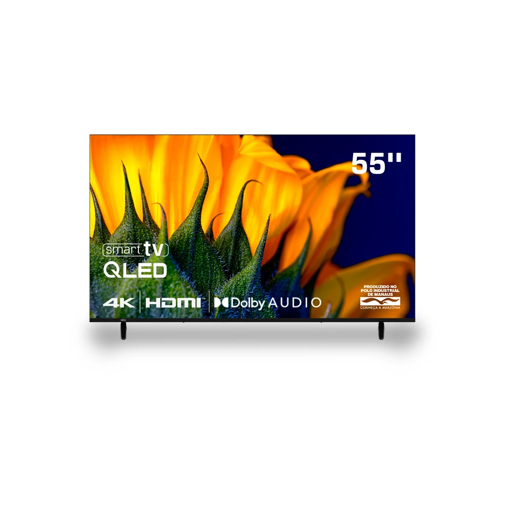 Smart TV HQ QLED 55 Polegadas 4K Wi-Fi Bluetooth Apps Netflix YouTube e Prime Vídeo HQ-QLED55SM