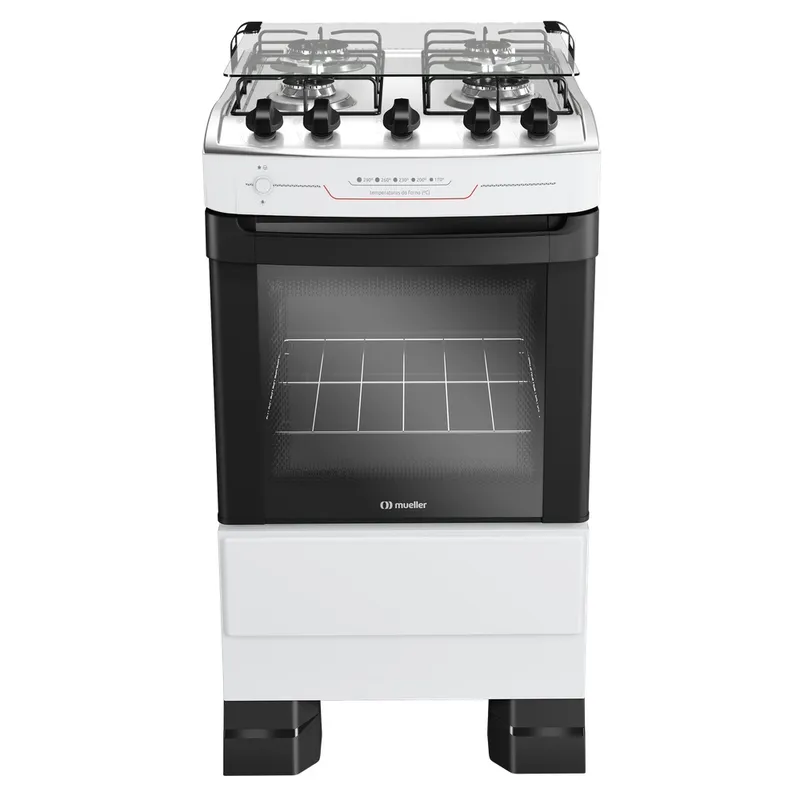 Fogão Mueller 4 Bocas com Mesa Inox e Acendimento Automático Total Branco MFI4BF Bivolt